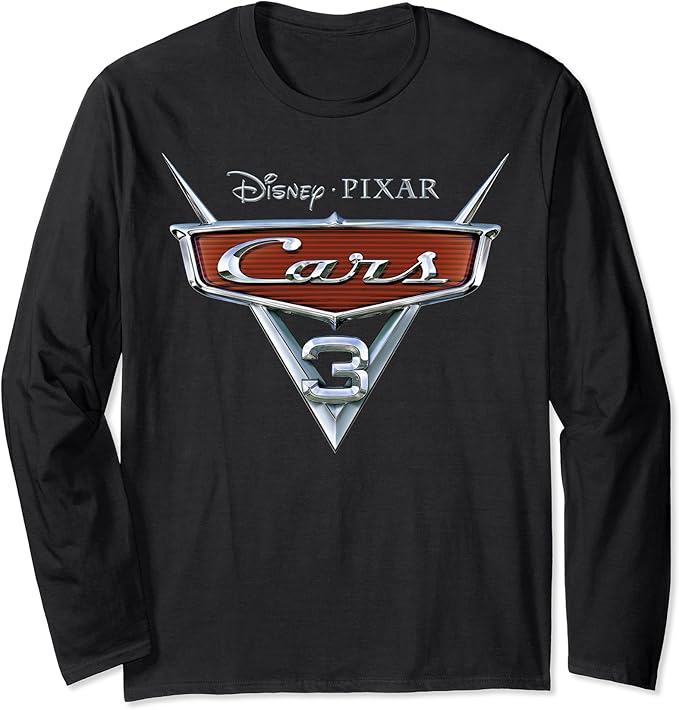 Disney Pixar Cars 3 Chrome Movie Logo Long Sleeve TShirt